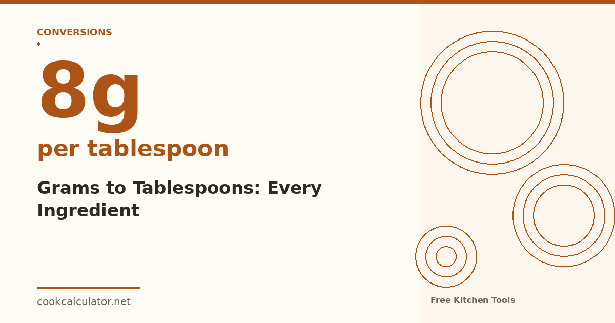 Reference card showing 8 grams per tablespoon of flour