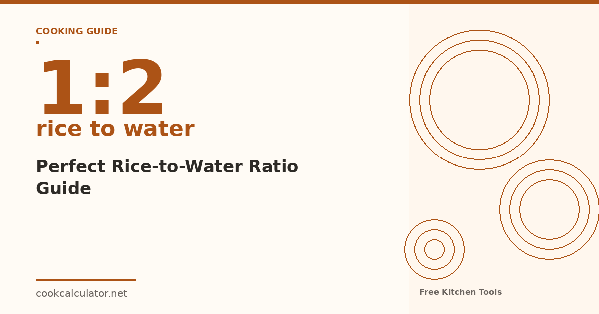 Rice to water ratio guide showing 1 to 2 ratio